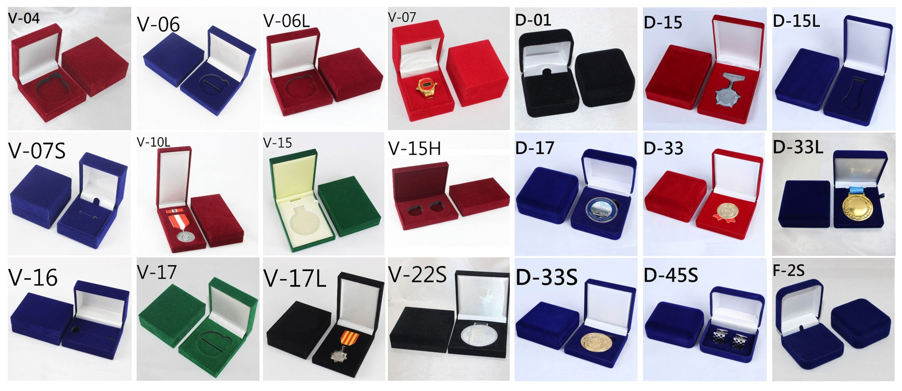 various types of velvet gift boxes