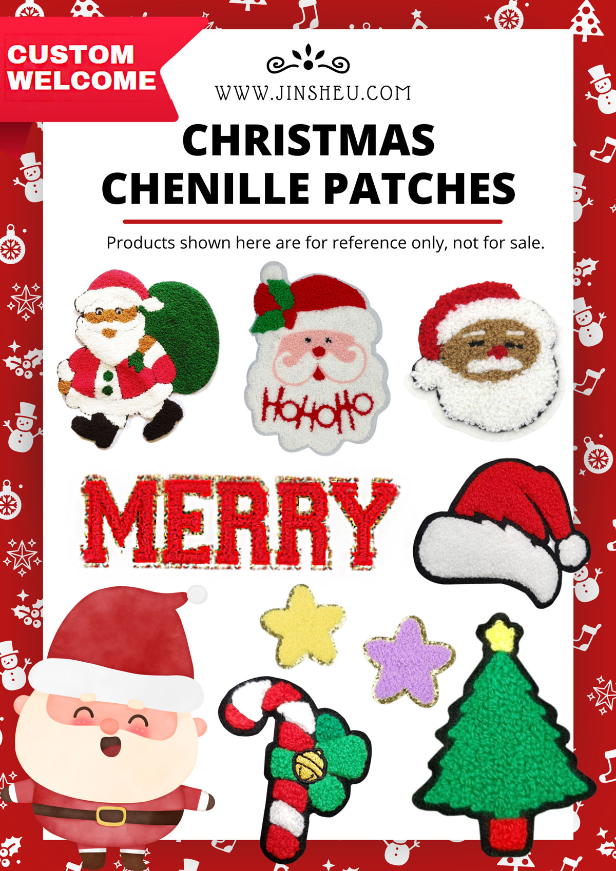 wholesale custom embroidered chenille christmas patches