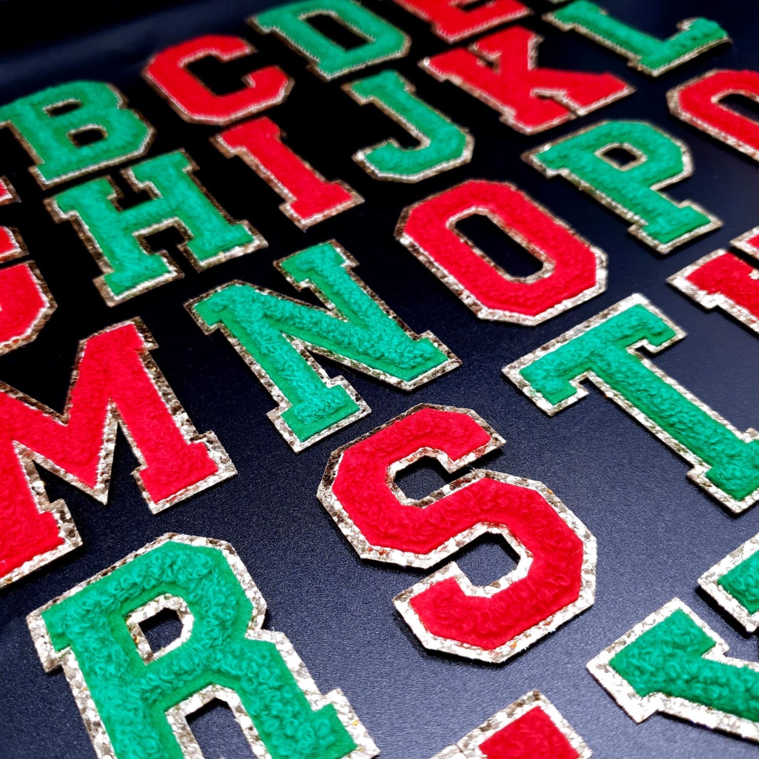 Wholesale Red and Green Christmas English Letters Patches