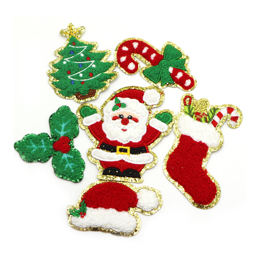 Red Chenille Letter Patch – Iron-On/Sew-On Alphabet ‘S’ – Christmas Santa Style