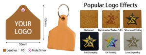 custom leather cow ear tag keychains