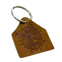 personalized logo leather cattle ear tag keyring