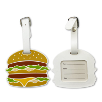 Custom 2D rubber hamburger logo PVC luggage tag