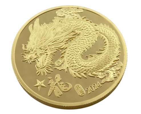 high quality metal mirror finish chrome dragon coin