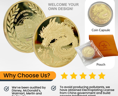 wholesale customized mirror finished dragoon souvenir coins