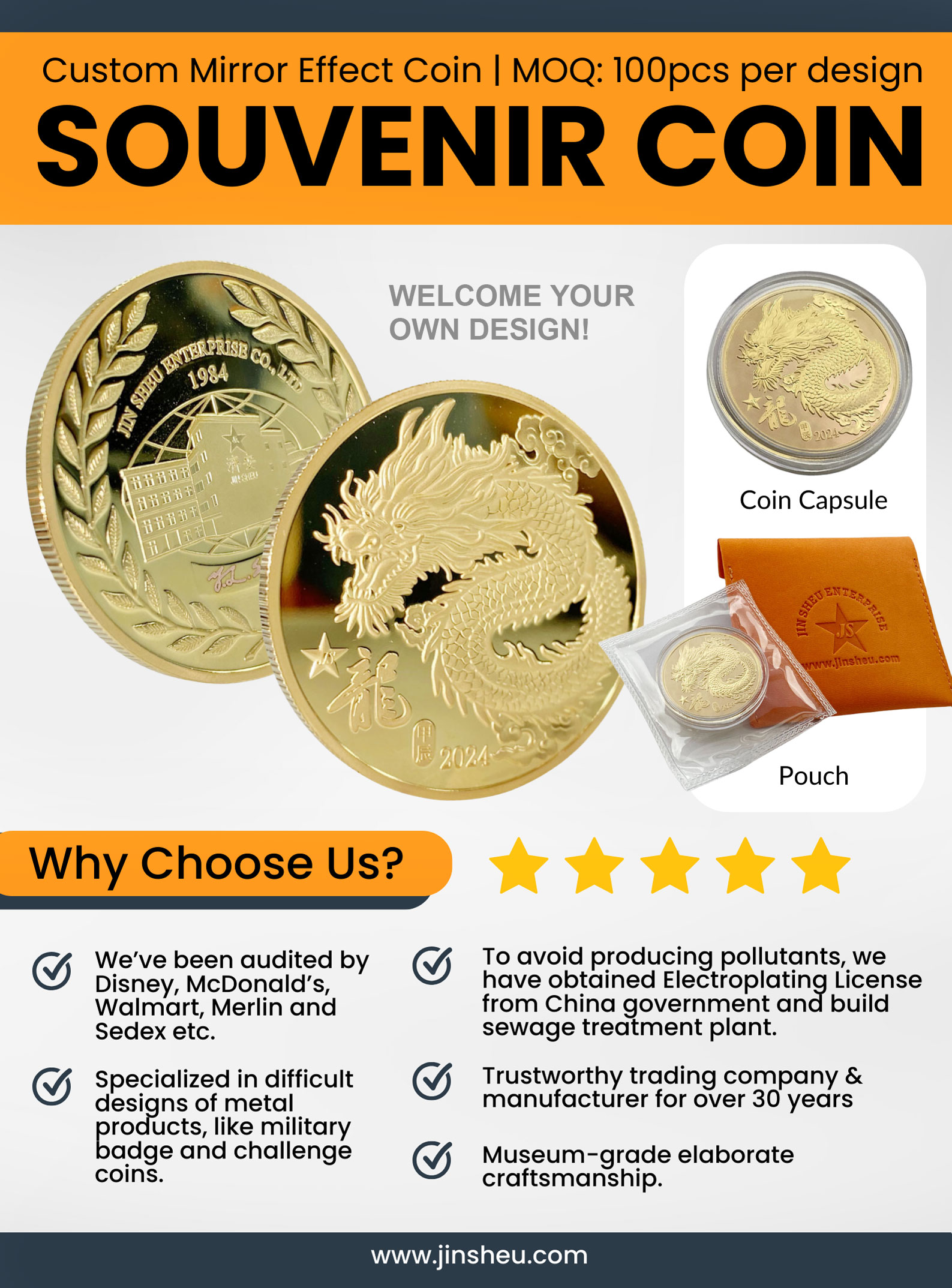 personalized metal mirror effect metal coins