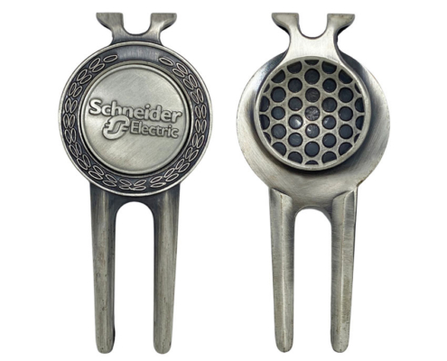custom antique silver golf divot tool with ball marker