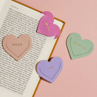 custom logo heart shaped leather corner book marks