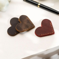 personalized faux leather heart shaped corner bookmarks