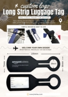 custom logo imprinted leather long strip luggage tag