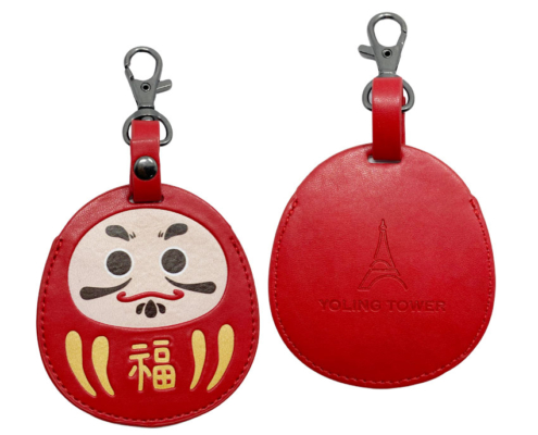 personalized leather DARUMA charm tags