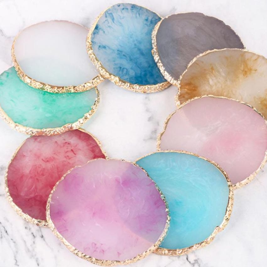 custom faux agate round coasters wholesale
