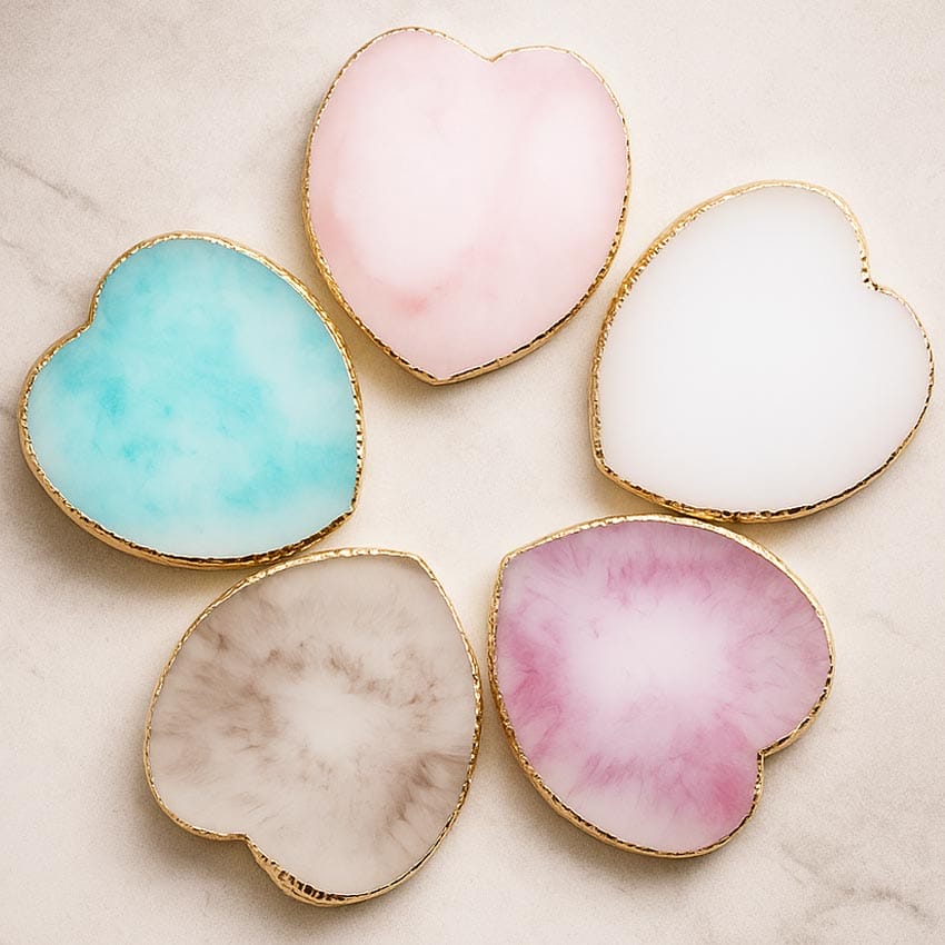 wholesale resin agate coasters with gold trim