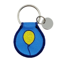 customized waterdrop shaped embroidered keychain with metal charm