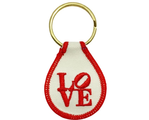 custom logo love embroidered patch keychain