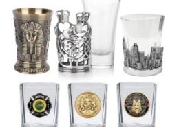 wholesale custom metal souvenir whisky wine shot glasses