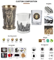 wholesale custom metal souvenir pewter shot glasses