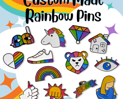 custom made rainbow pride metal enamel pins