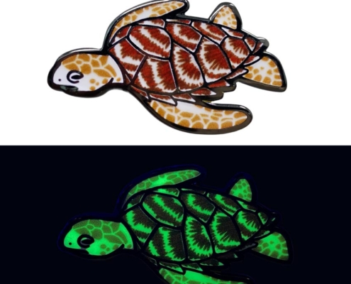 custom luminous sea turtle lapel pins