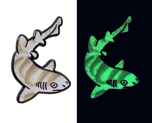 personalized swell shark metal pins glow in the dark