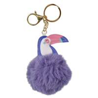 personalized printed bird furry ball keychain wholesale