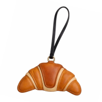 Custom Made PU Leather Cute Croissant Leather Bag Charm