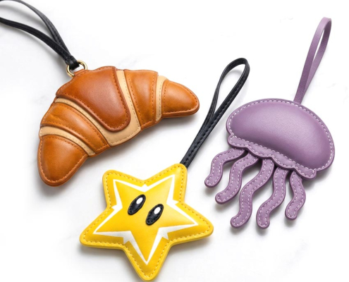 manufacture custom stuffed fashion branded giveaway leather bag charms wholesale