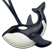 wholesale padded PU leather whale branded bag charm custom