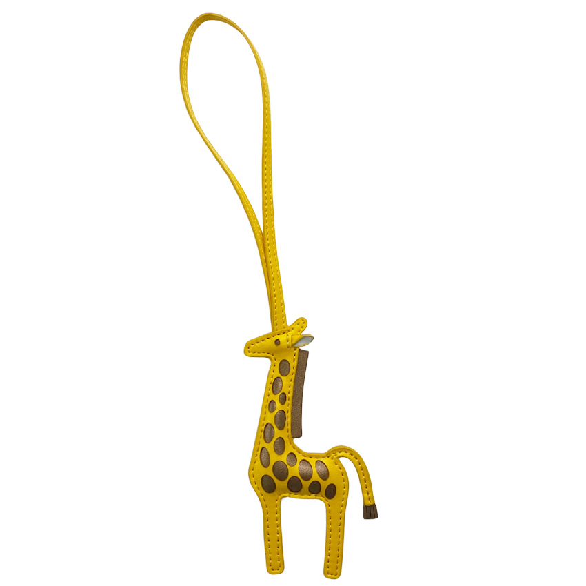 personalized giraffe leather bag charm