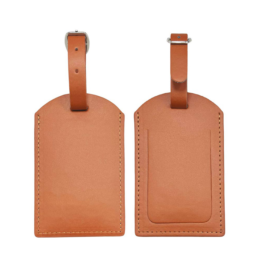 wholesale vegan PU leather luggage tag with privacy flip