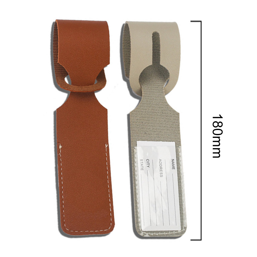 promotional PU leather long strip hanging luggage tags