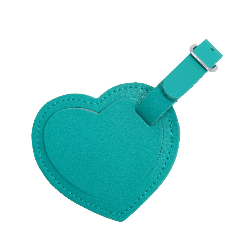 personalized PU leather heart shaped bag name tag