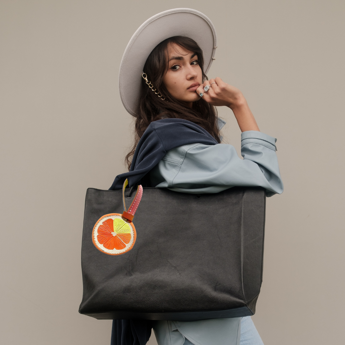 customized leather strap fruit designed bag tag charm