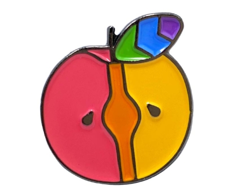 custom rainbow apple metal pin