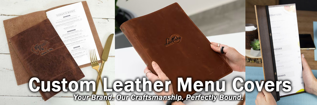 wholesale custom logo restaurant leather menu cover holders