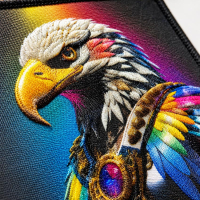 custom 3D embroidered eagle patch with smart printing