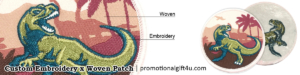 custom dinosaur embroidery woven patches