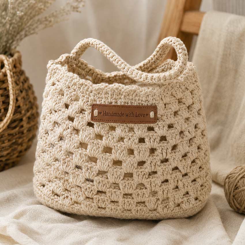 custom logo leather tag for handmade crochet bag custom logo leather tag for handmade crochet bag