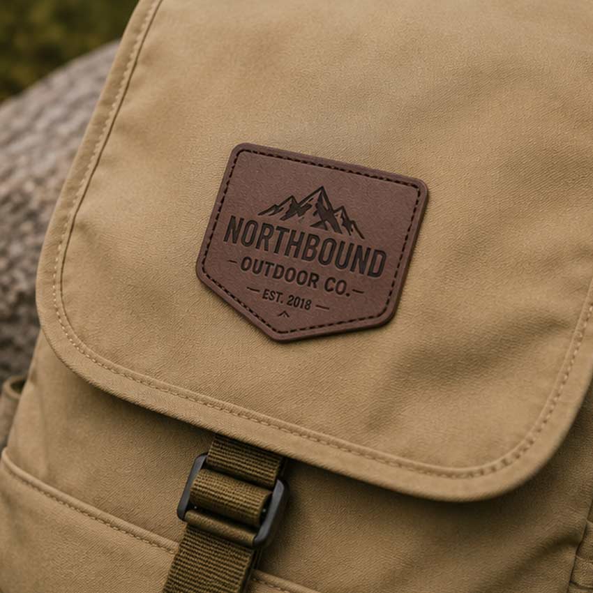 personalized PU leather outdoor brand leather patch backpack personalized PU leather outdoor brand leather patch backpack