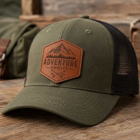 custom debossed logo leather patch for hat