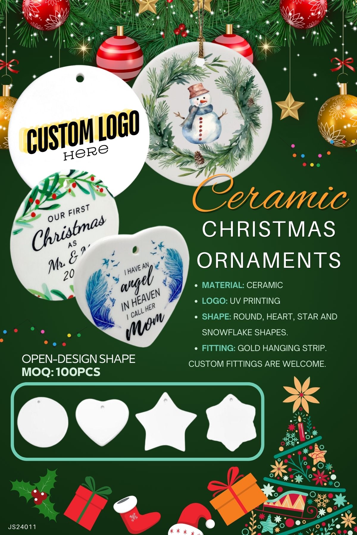 custom logo hanging ceramic ornaments