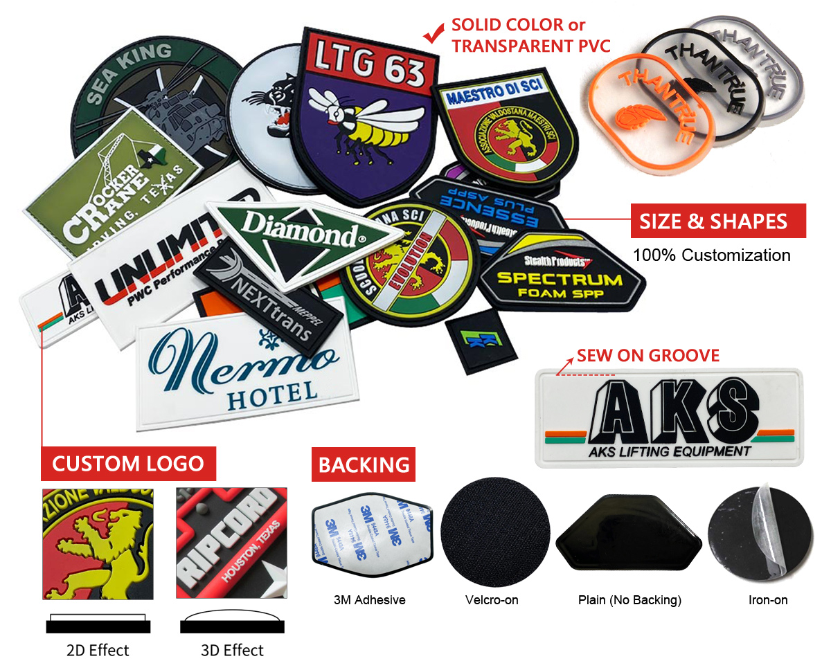 custom Rubber PVC Patches and Labels Manufacturer