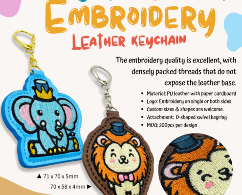 wholesale custom logo embroidery leather keychains