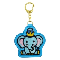 personalized embroidered elephant leather patch keychain