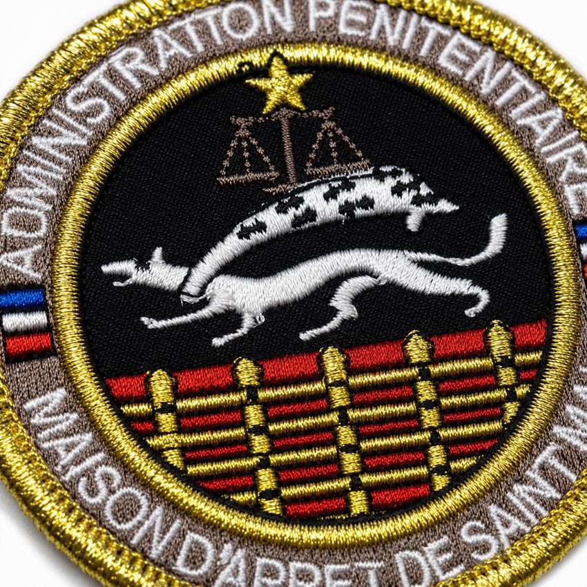 custom embroidered patch with gold metallic thread