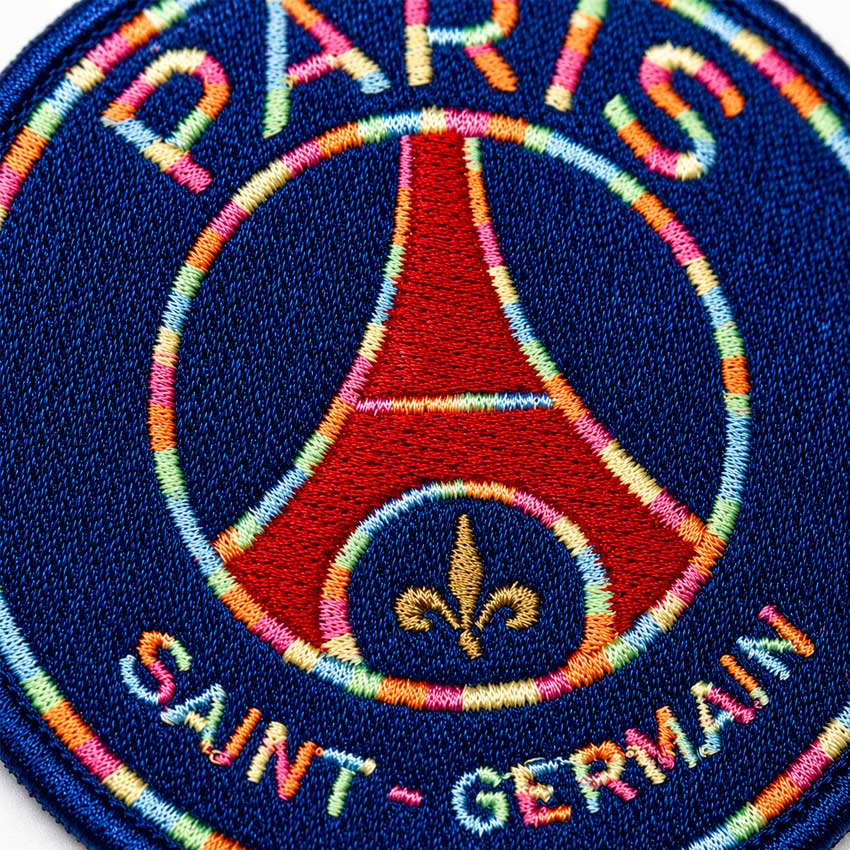 custom embroidered iron on patch with rainbow threads