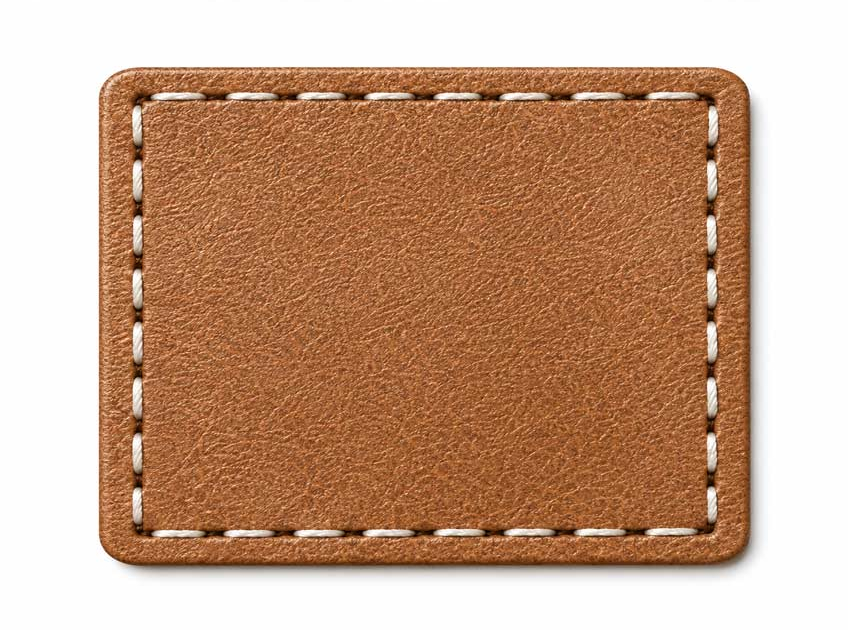 Sew-on backing custom leather patch for hats and apparel Sew-on backing custom leather patch for hats and apparel