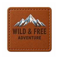 wholesale custom UV printed logo leather patch for outdoor sports brand