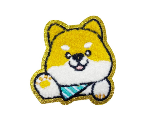 custmo shibainu cute do chenille iron on sticker