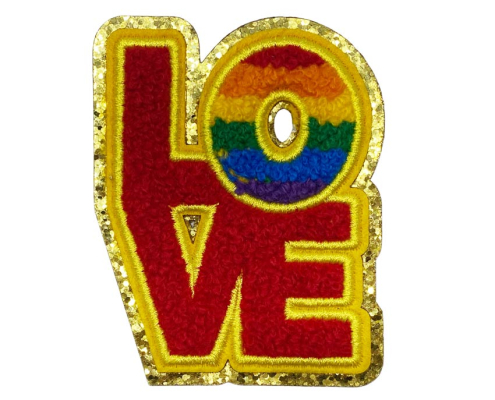 custom rainbow pride love chenille iron on patch